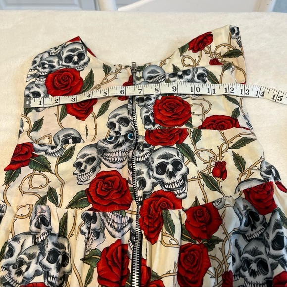 Black roses women’s size small zippered halter dress with skulls and roses - Picture 7 of 8